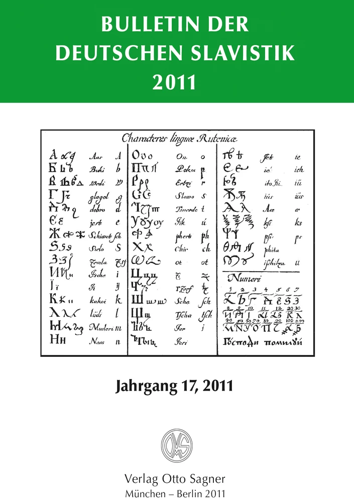 Titel: Bulletin der Deutschen Slavistik 2011