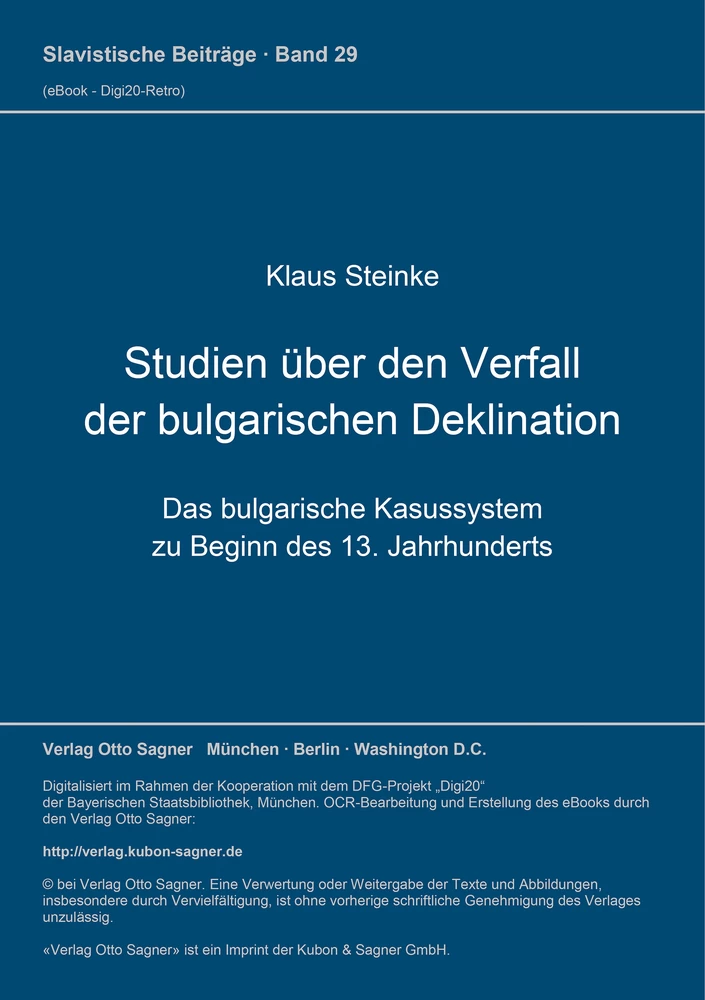 Titel: Studien über den Verfall der bulgarischen Deklination