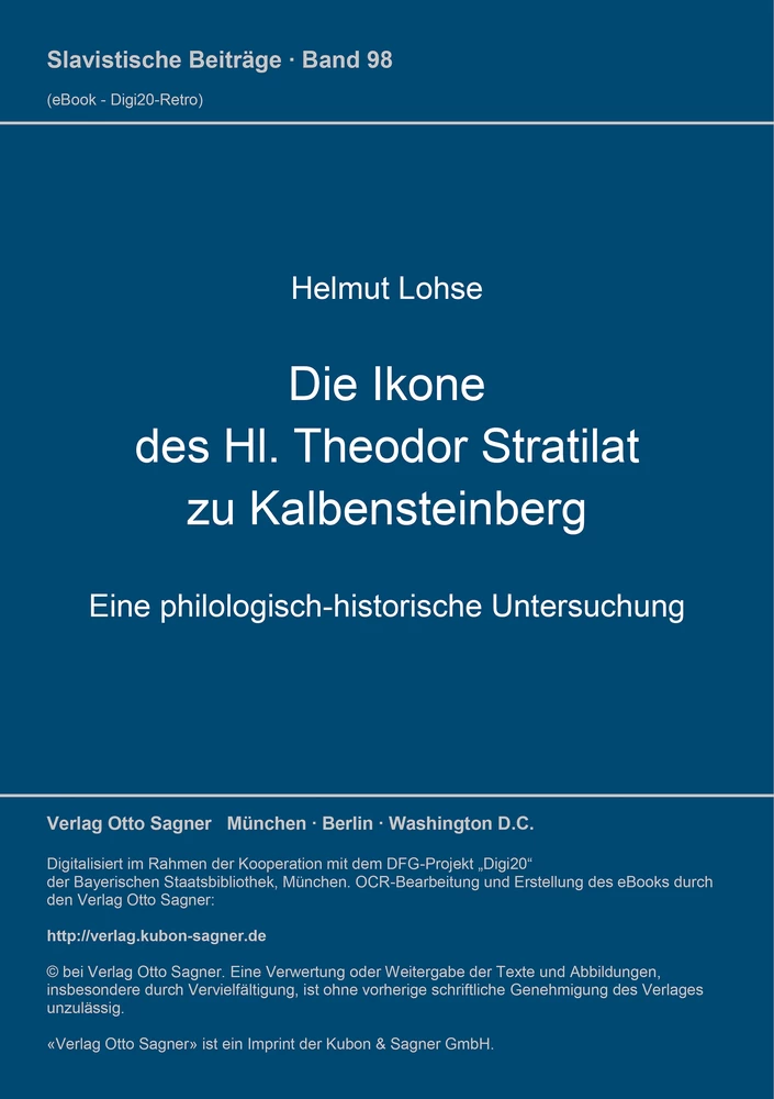 Titel: Die Ikone des Hl. Theodor Stratilat zu Kalbensteinberg