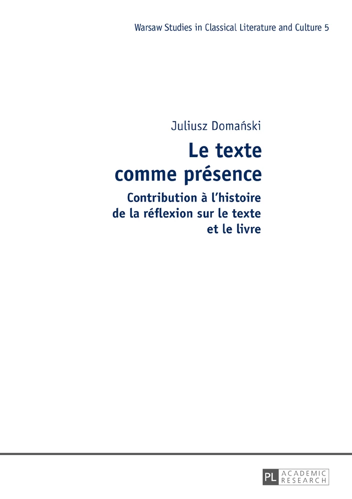 Title: Le texte comme présence