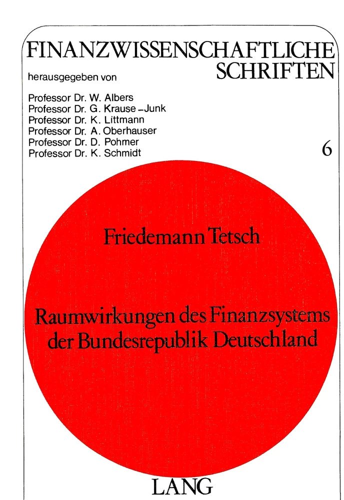 Titel: Raumwirkungen des Finanzsystems der Bundesrepublik Deutschland