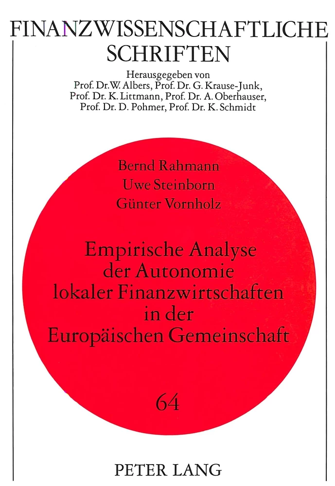 Titel: Empirische Analyse der Autonomie lokaler Finanzwirtschaften in der Europäischen Gemeinschaft
