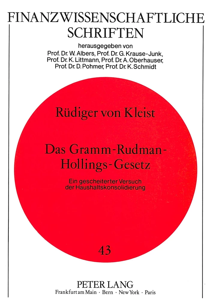 Titel: Das Gramm-Rudman-Hollings-Gesetz