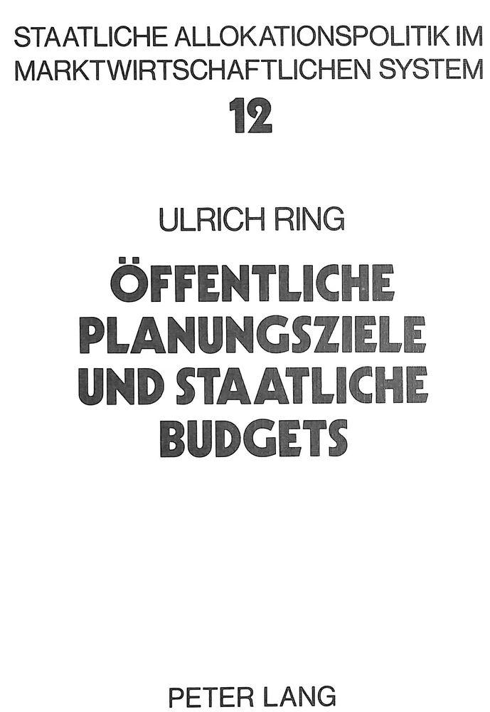 Titel: samÖffentliche Planungsziele und staatliche Budgets