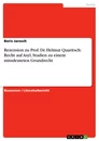 Title: Rezension zu Prof. Dr. Helmut Quaritsch: Recht auf Asyl, Studien zu einem missdeuteten Grundrecht