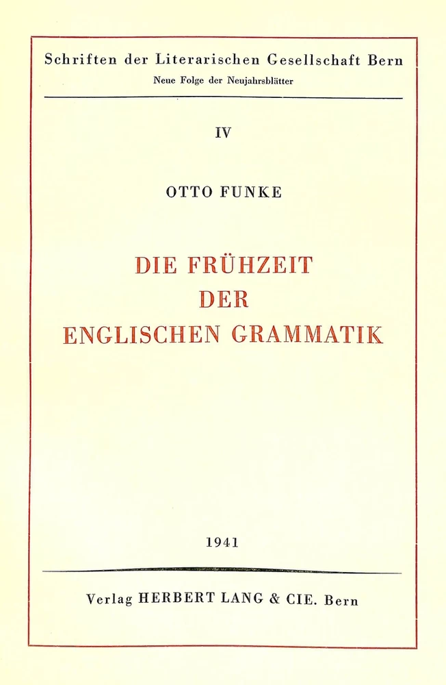 Title: Die Frühzeit der englischen Grammatik