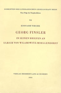 Titel: Georg Finsler in seinen Briefen an Ulrich von Wilamowitz-Moellendorff
