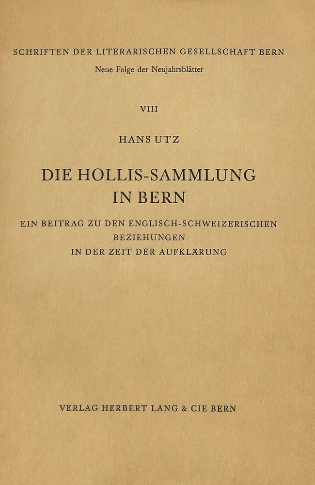 Titel: Die Hollis-Sammlung in Bern