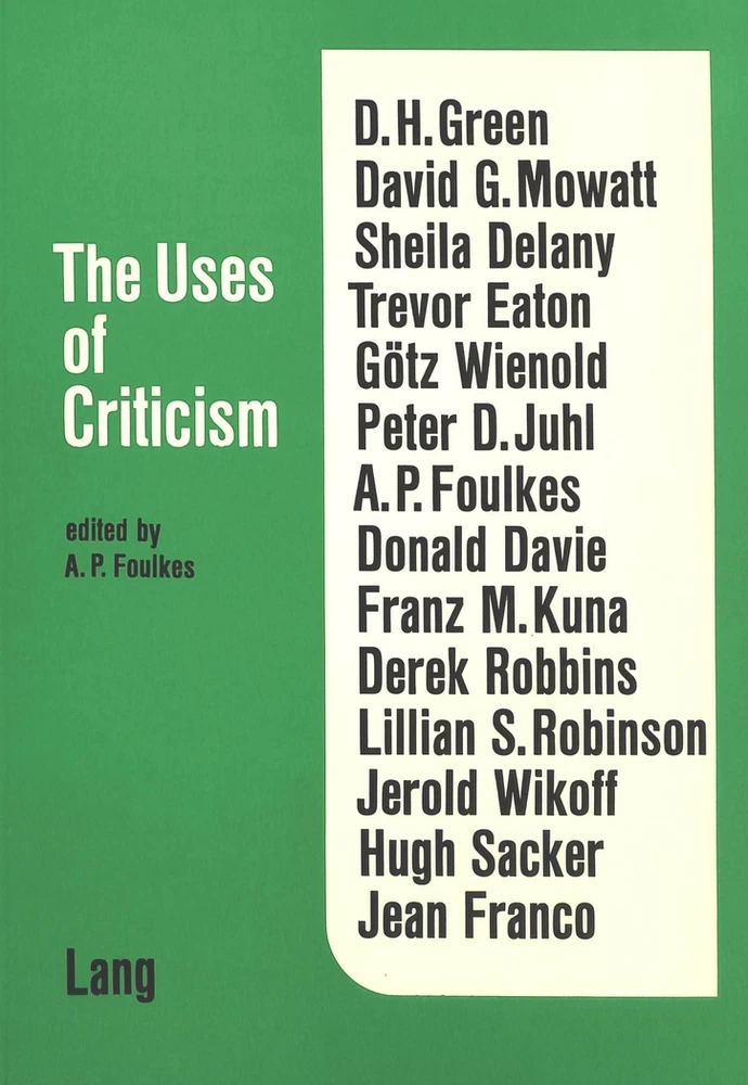 Title: The Uses of Criticism