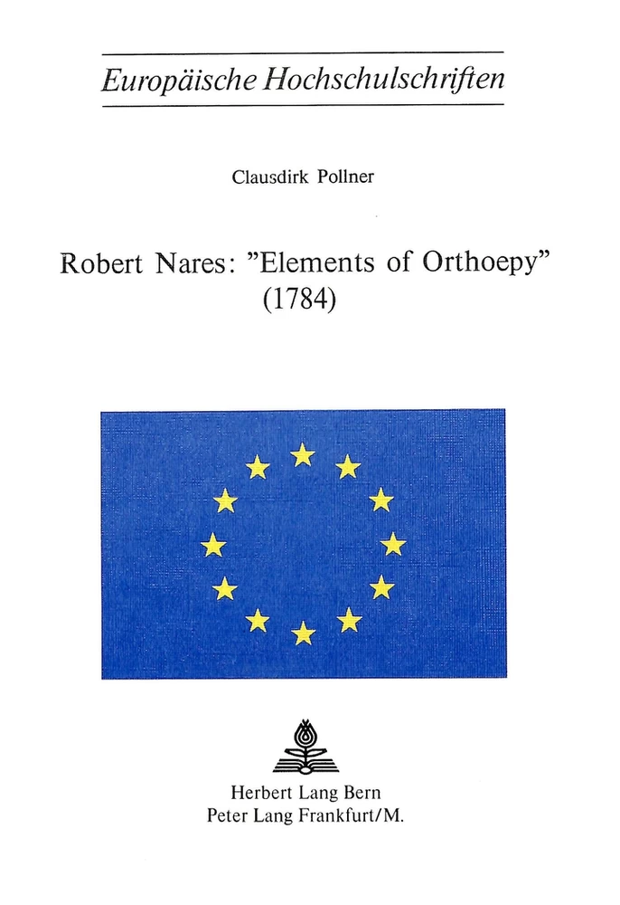 Title: Robert Nares: «Elements of Orthoepy» (1784)