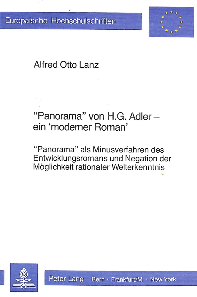 Titel: «Panorama» von H.G. Adler - Ein «moderner Roman»