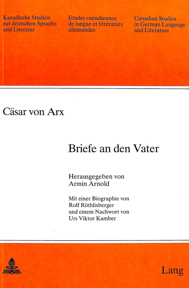 Titel: Cäsar von Arx: Briefe an den Vater