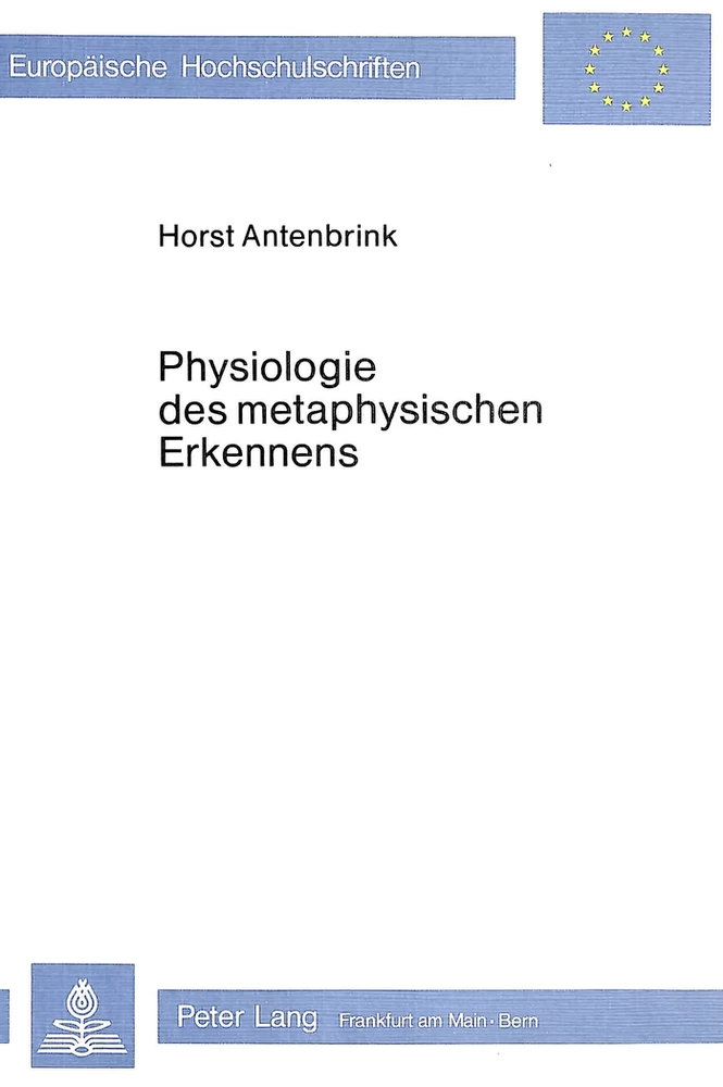 Title: Physiologie des metaphysischen Erkennens