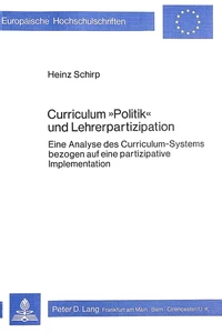 Title: Curriculum «Politik» und Lehrerpartizipation