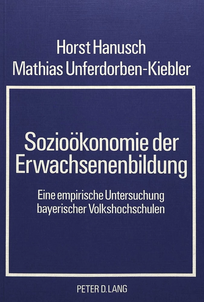 Titel: Sozioökonomie der Erwachsenenbildung