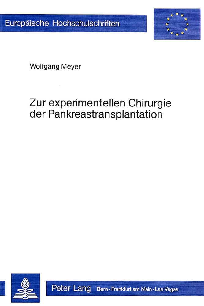 Titel: Zur experimentellen Chirurgie der Pankreastransplantation