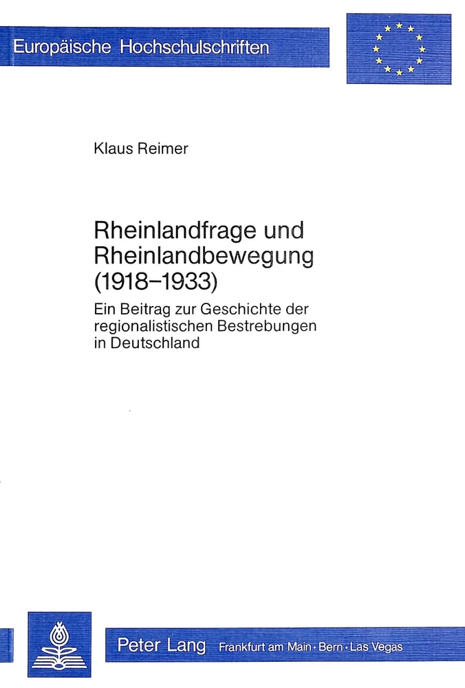 Titel: Rheinlandfrage und Rheinlandbewegung (1918-1933)