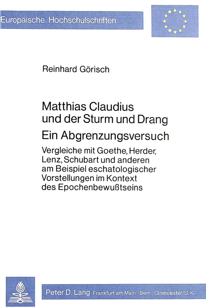 Title: Matthias Claudius und der Sturm und Drang- Ein Abgrenzungsversuch