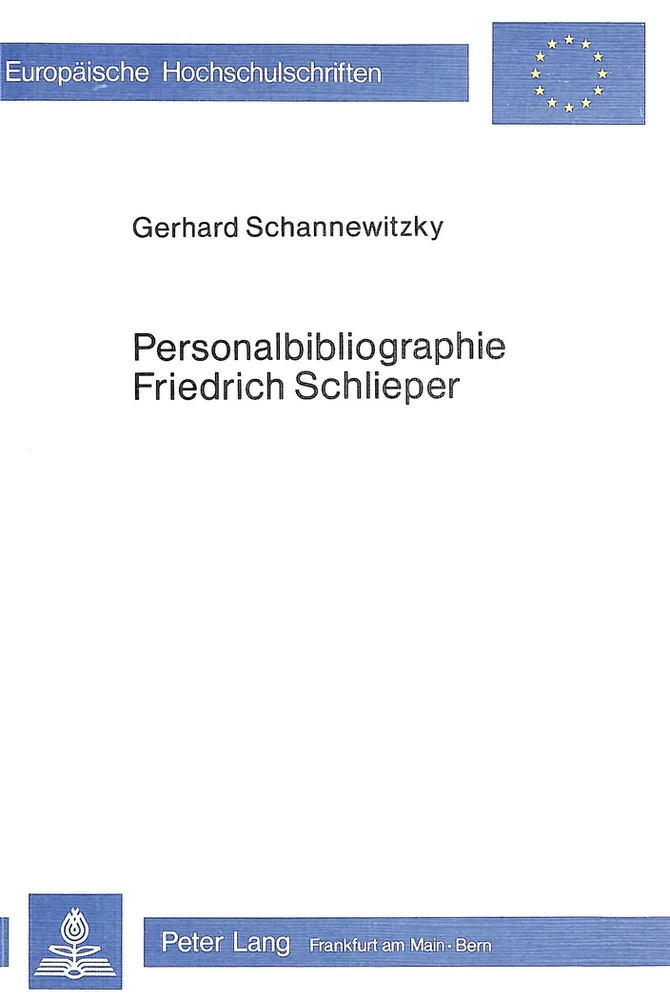 Titel: Personalbibliographie Friedrich Schlieper