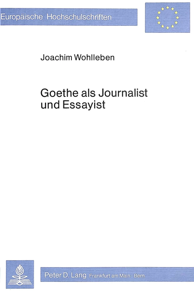 Title: Goethe als Journalist und Essayist