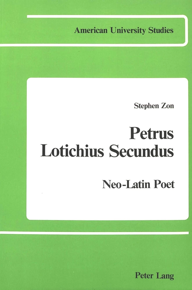 Title: Petrus Lotichius Secundus: Neo-Latin Poet
