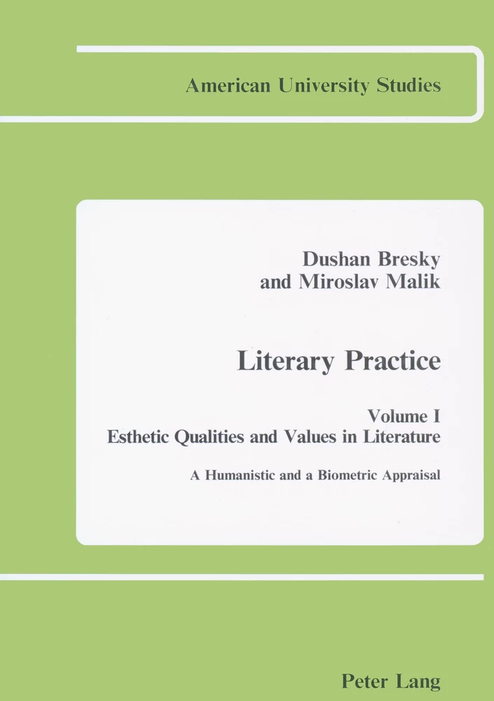 Title: Literary Practice I: Esthetic Qualities and Values in Literature