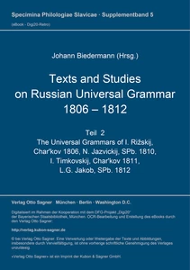 Title: Texts and studies on Russian universal grammar 1806 - 1812