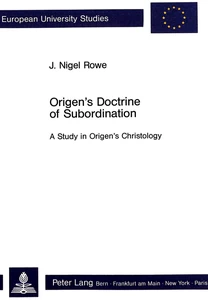 Title: Origen's Doctrine of Subordination