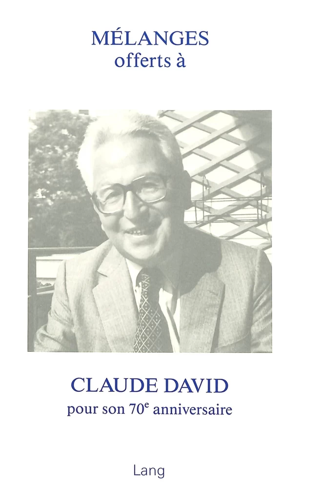 Title: Mélanges offerts à Claude David pour son 70e anniversaire