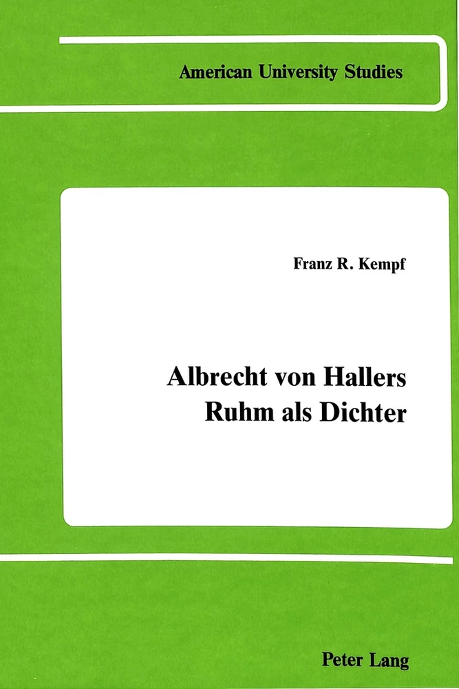 Title: Albrecht von Hallers Ruhm als Dichter