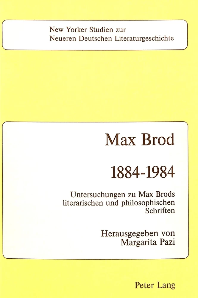 Titel: Max Brod 1884 – 1984
