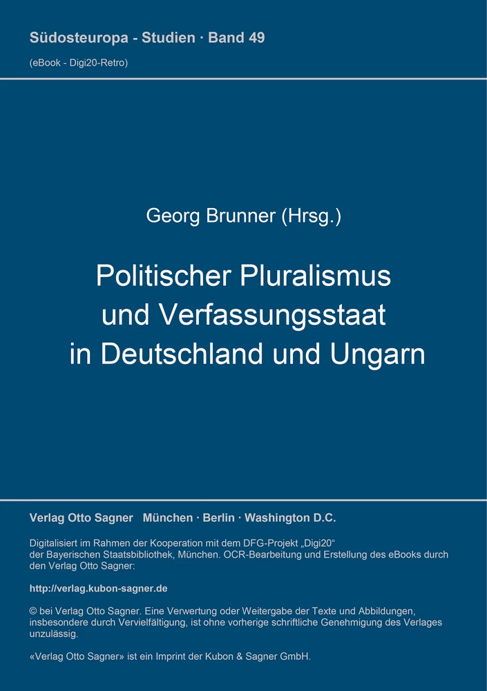 Titel: Politischer Pluralismus und Verfassungsstaat in Deutschland und Ungarn