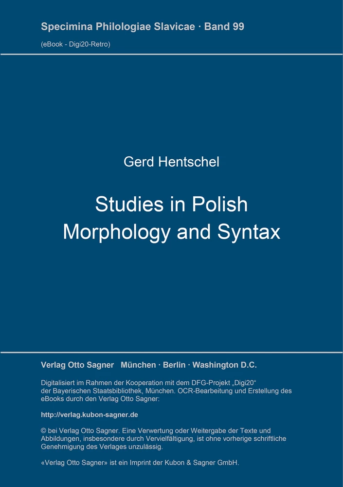 Titel: Studies in Polish Morphology and Syntax