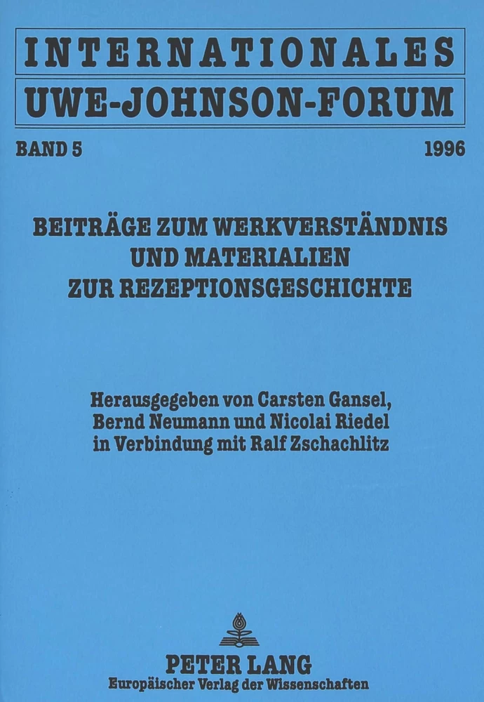Titel: Internationales Uwe-Johnson-Forum. Band 5 (1996)