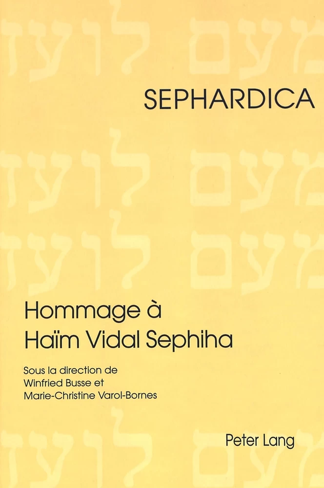 Titre: Hommage à Haïm Vidal Sephiha
