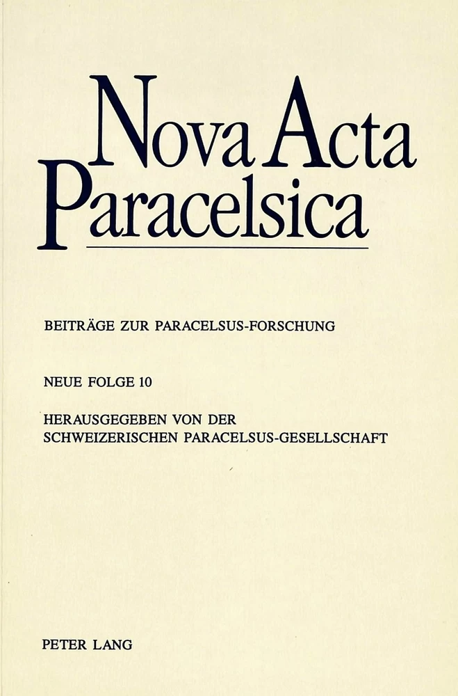 Title: Nova Acta Paracelsica