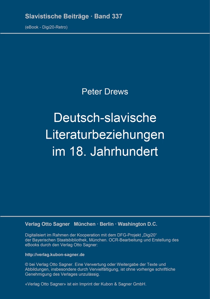 Titel: Deutsch-slavische Literaturbeziehungen im 18. Jahrhundert