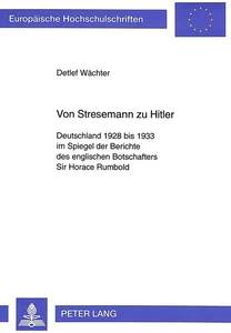 Title: Von Stresemann zu Hitler