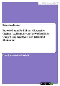 Titel: Protokoll zum Praktikum Allgemeine Chemie  -  Aufschluß von schwerlöslichen Oxiden und Nachweis von Titan und Aluminium