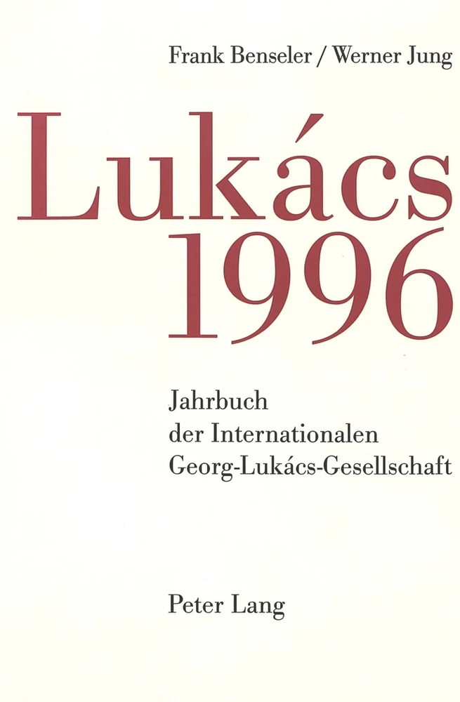 Titel: Jahrbuch der Internationalen Georg-Lukács-Gesellschaft 1996