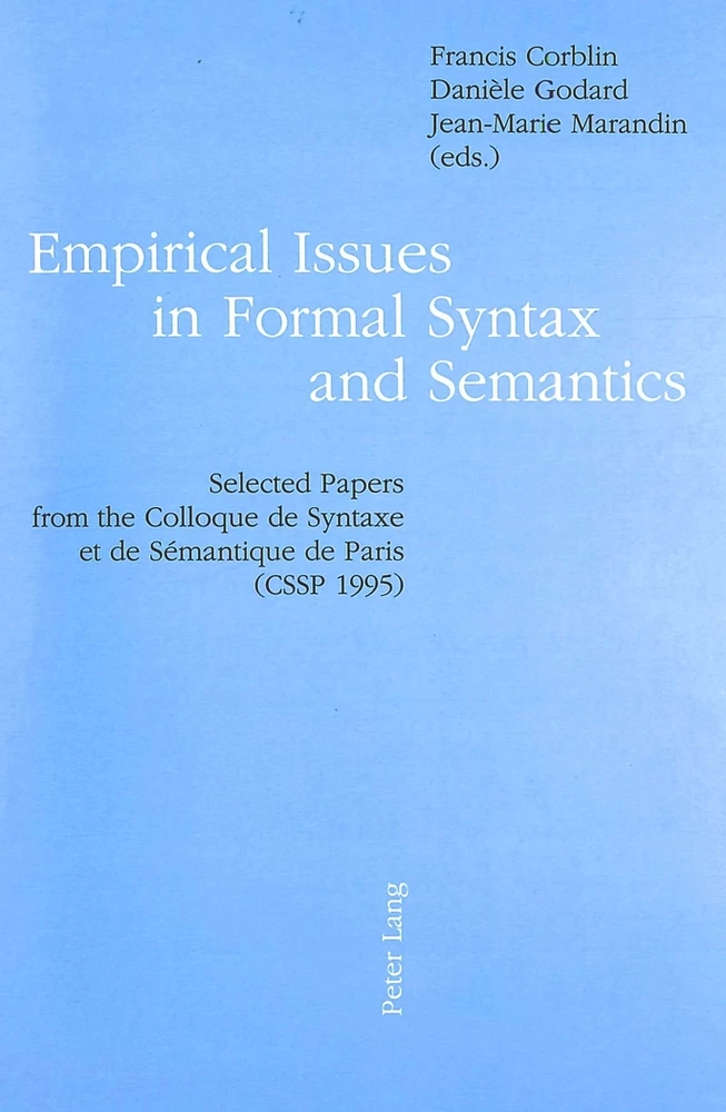 Title: Empirical Issues in Formal Syntax and Semantics
