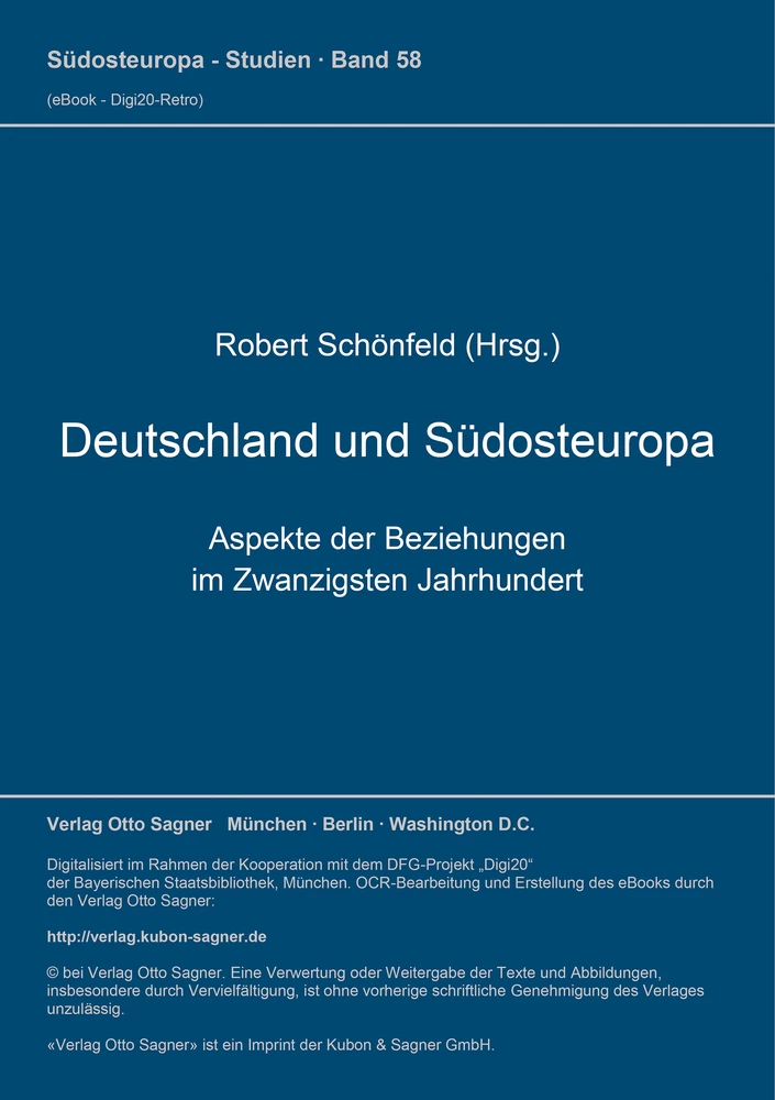 Titel: Deutschland und Südosteuropa. Aspekte der Beziehungen im Zwanzigsten Jahrhundert
