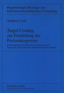 Title: Target Costing zur Ermittlung der Preisuntergrenze