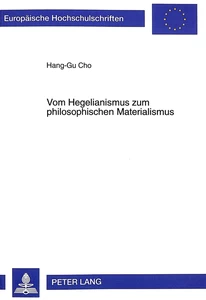 Title: Vom Hegelianismus zum philosophischen Materialismus