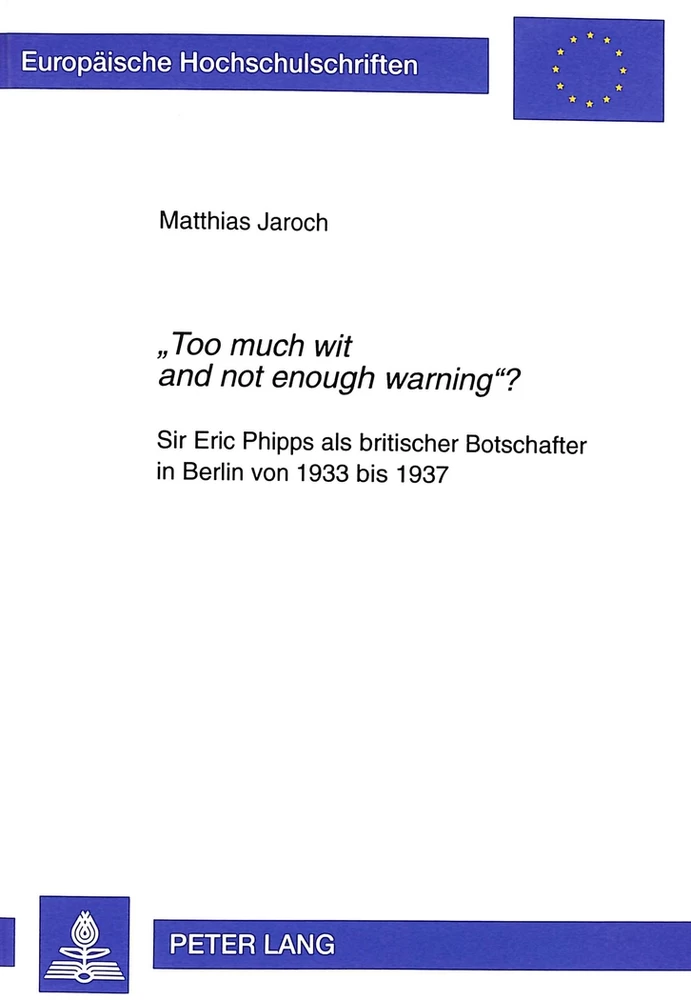 Titel: «Too much wit and not enough warning»?