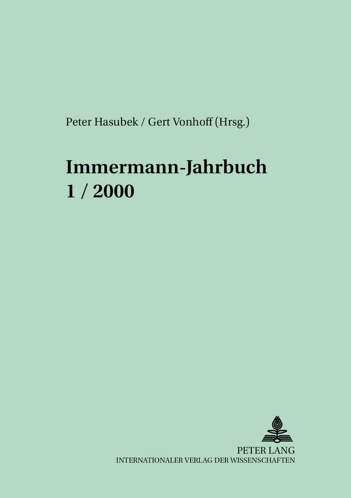Titel: Immermann-Jahrbuch 1/2000