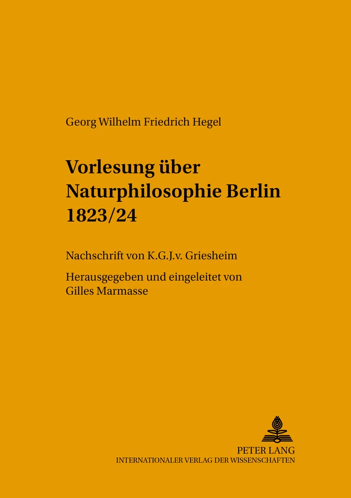 Titel: Vorlesung über Naturphilosophie Berlin 1823/24