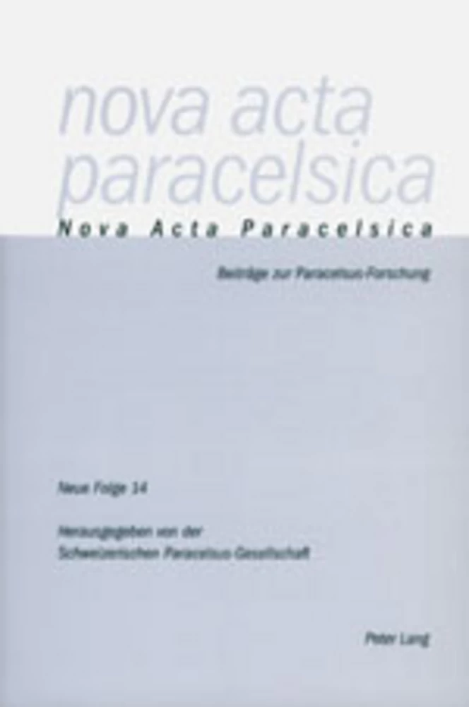 Titel: Nova Acta Paracelsica