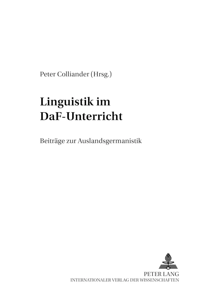 Titel: Linguistik im DaF-Unterricht