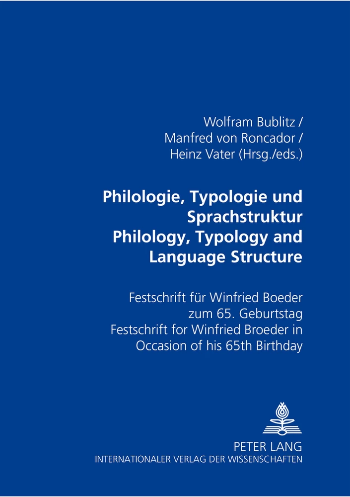 Titel: Philologie, Typologie und Sprachstruktur- Philology, Typology and Language Structure
